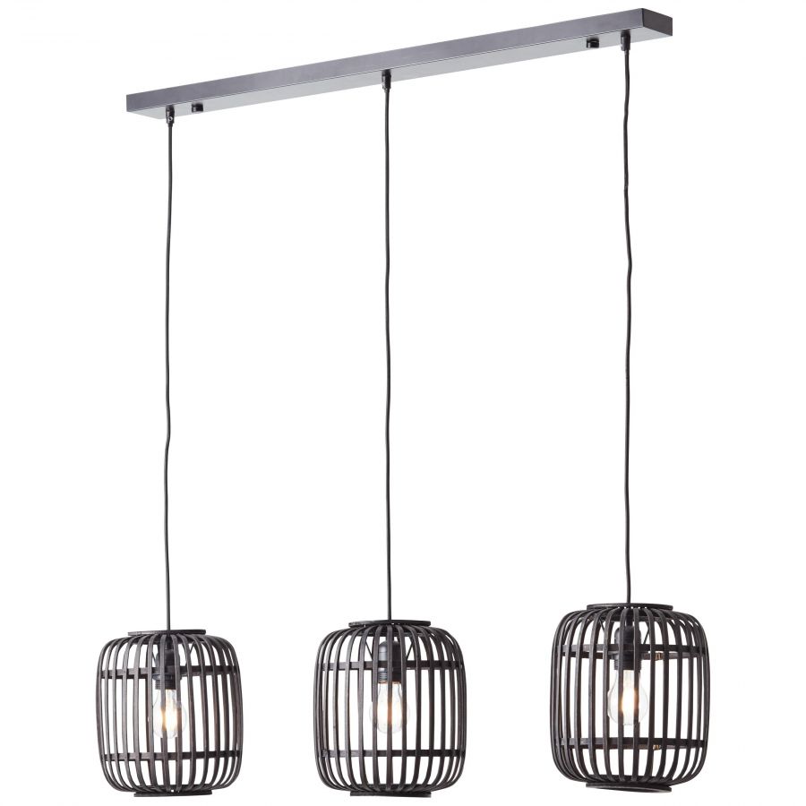 93778/76 WOODROW Pendel 3xE27 donker hout/zwart