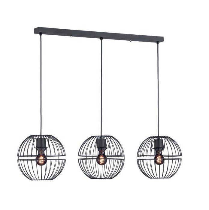 Hanglamp 3xE27 zwart